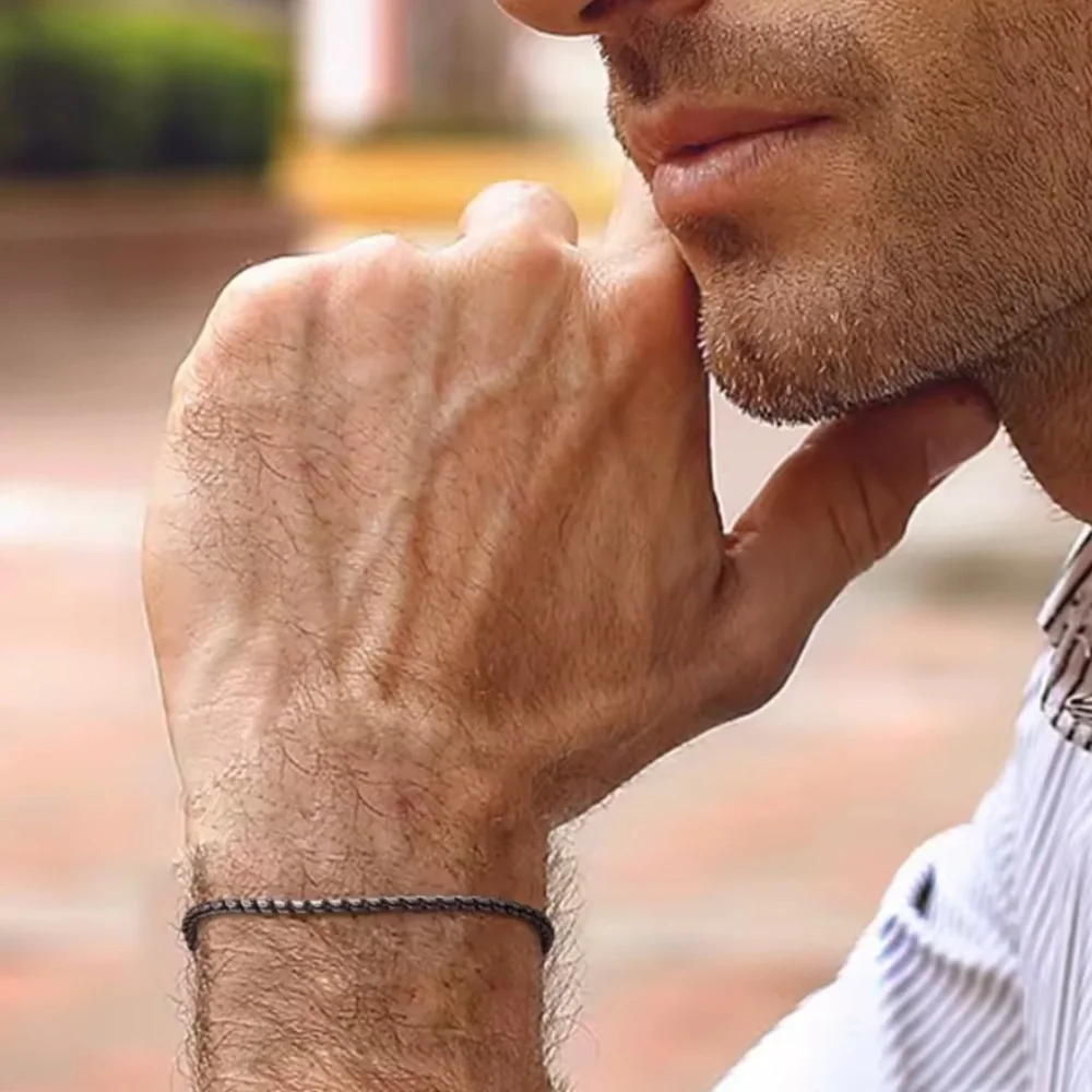 Minimalist Black Franco‎ Snake Chain Jewelry Bracelet, 7-9”